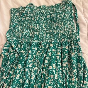 Floral Green Smocked Dress